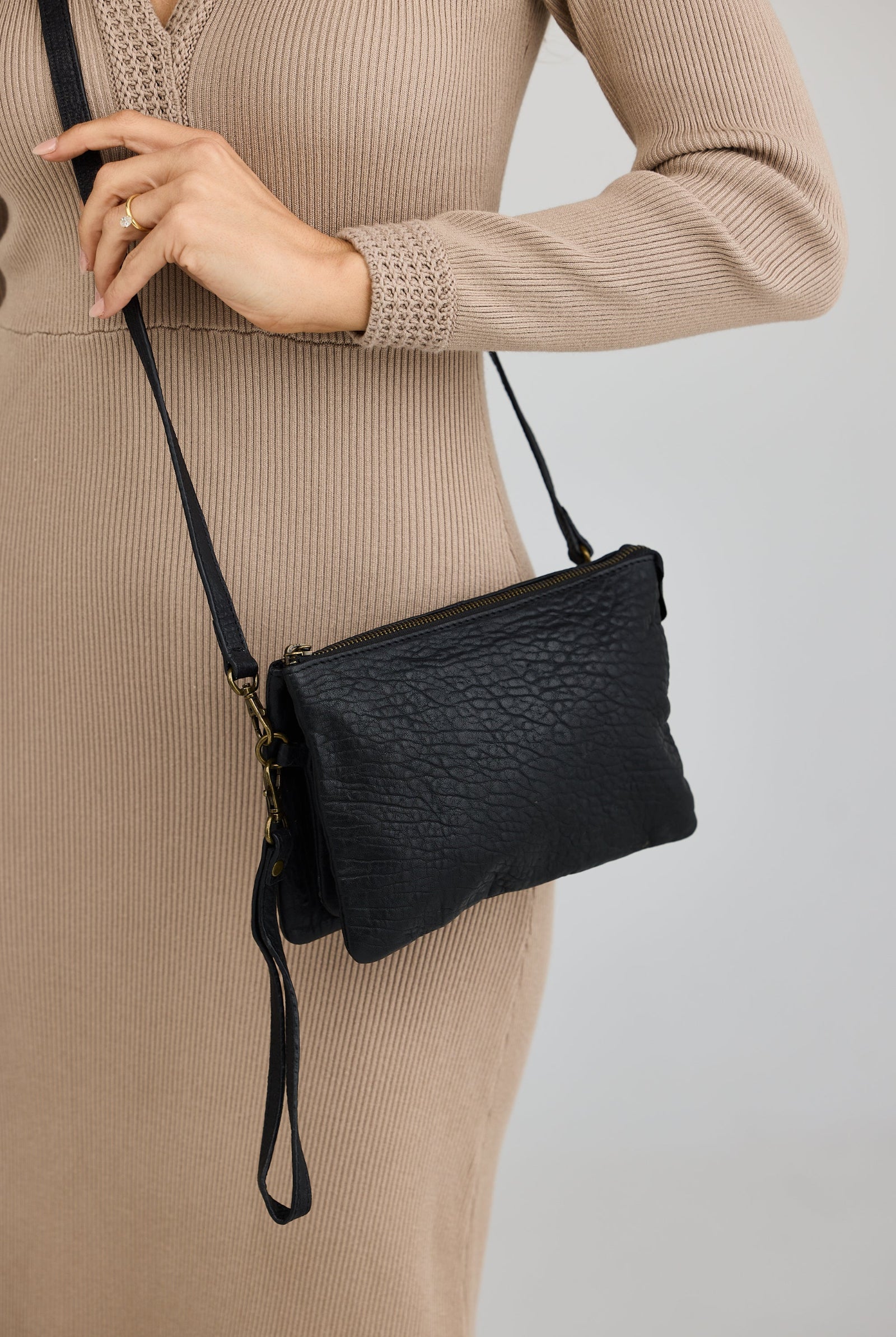 ziggy handbag black leather clutch handbag