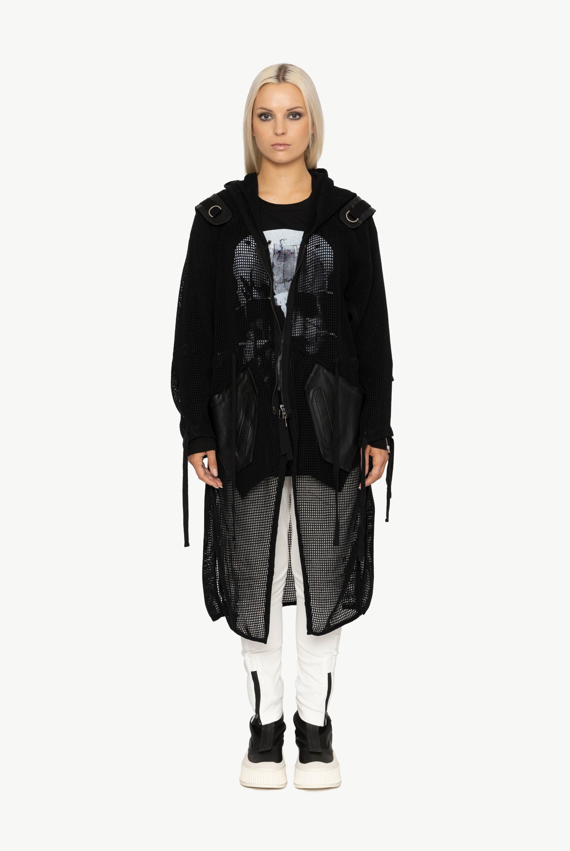 mesh-buckle-detail-longline-jacket-black