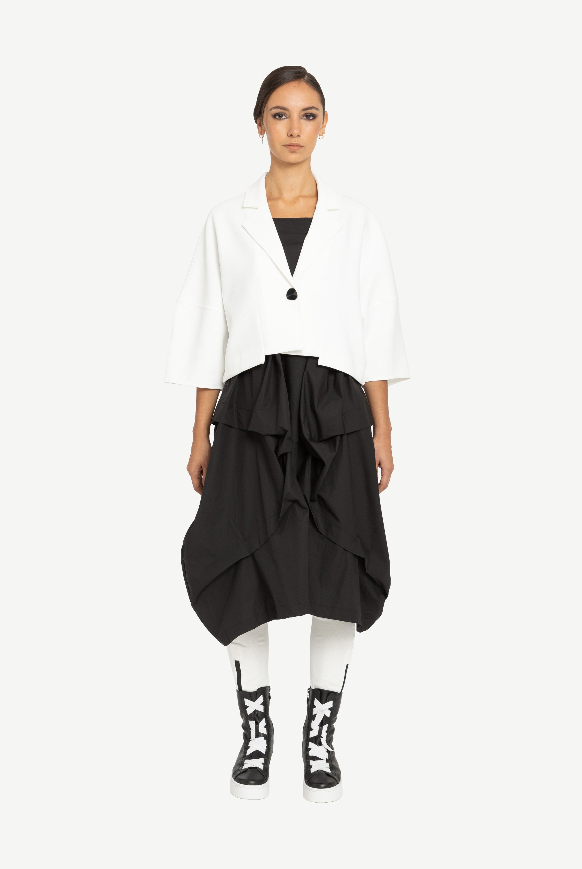 womens cropped structural jacket white