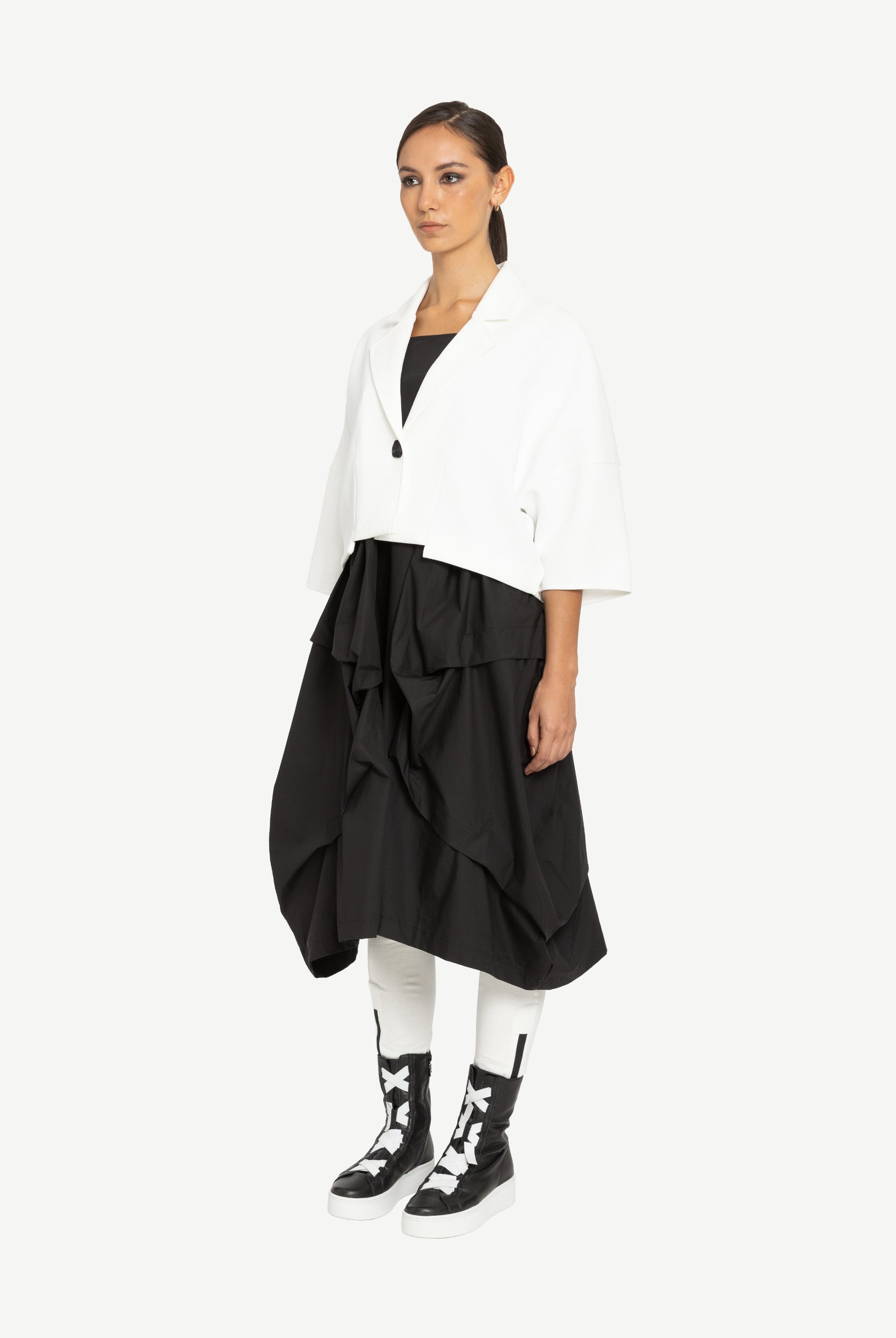 womens cropped structural jacket white