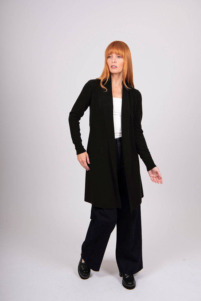 womens longline cardigan black