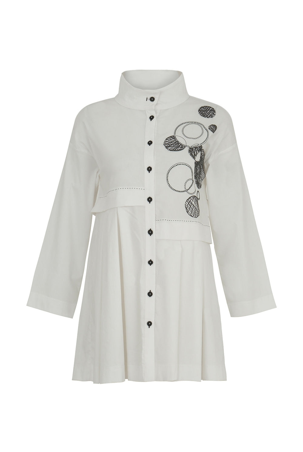 pleated-detail-longline-shirt-white-black