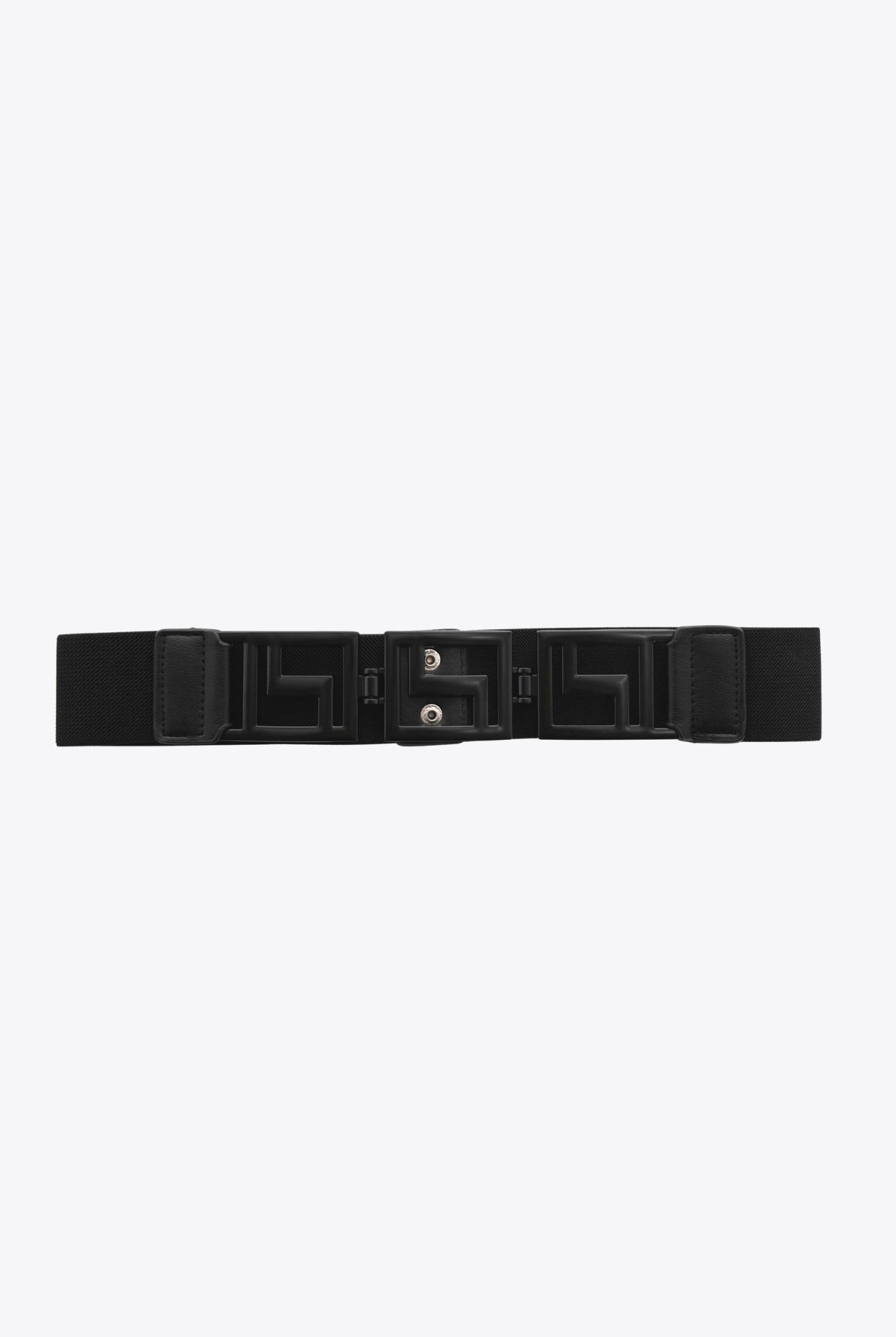 wide geometric belt with elasticated belt black