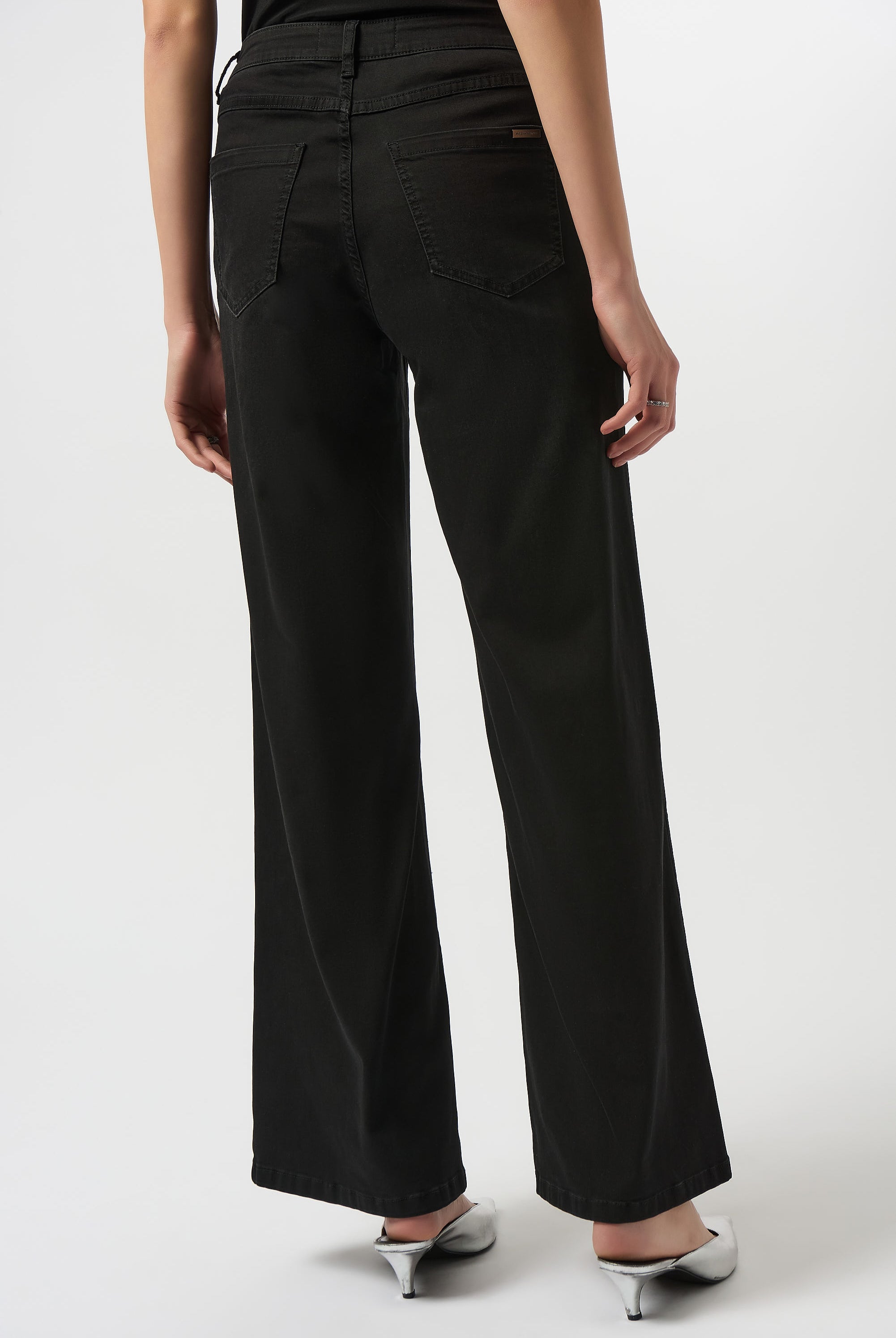womens wide leg classic jean black back view