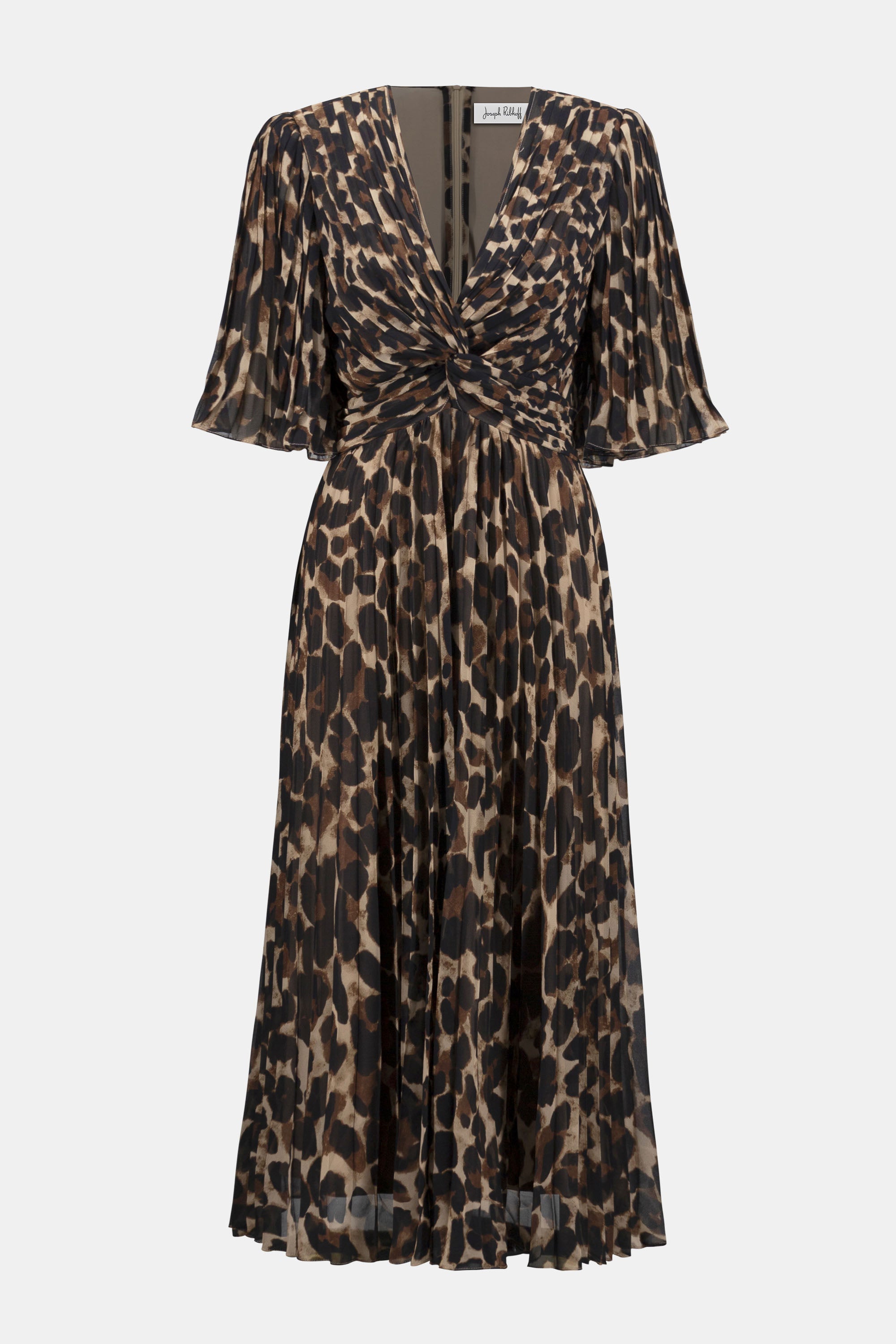 womens leopard print chiffon midi dress