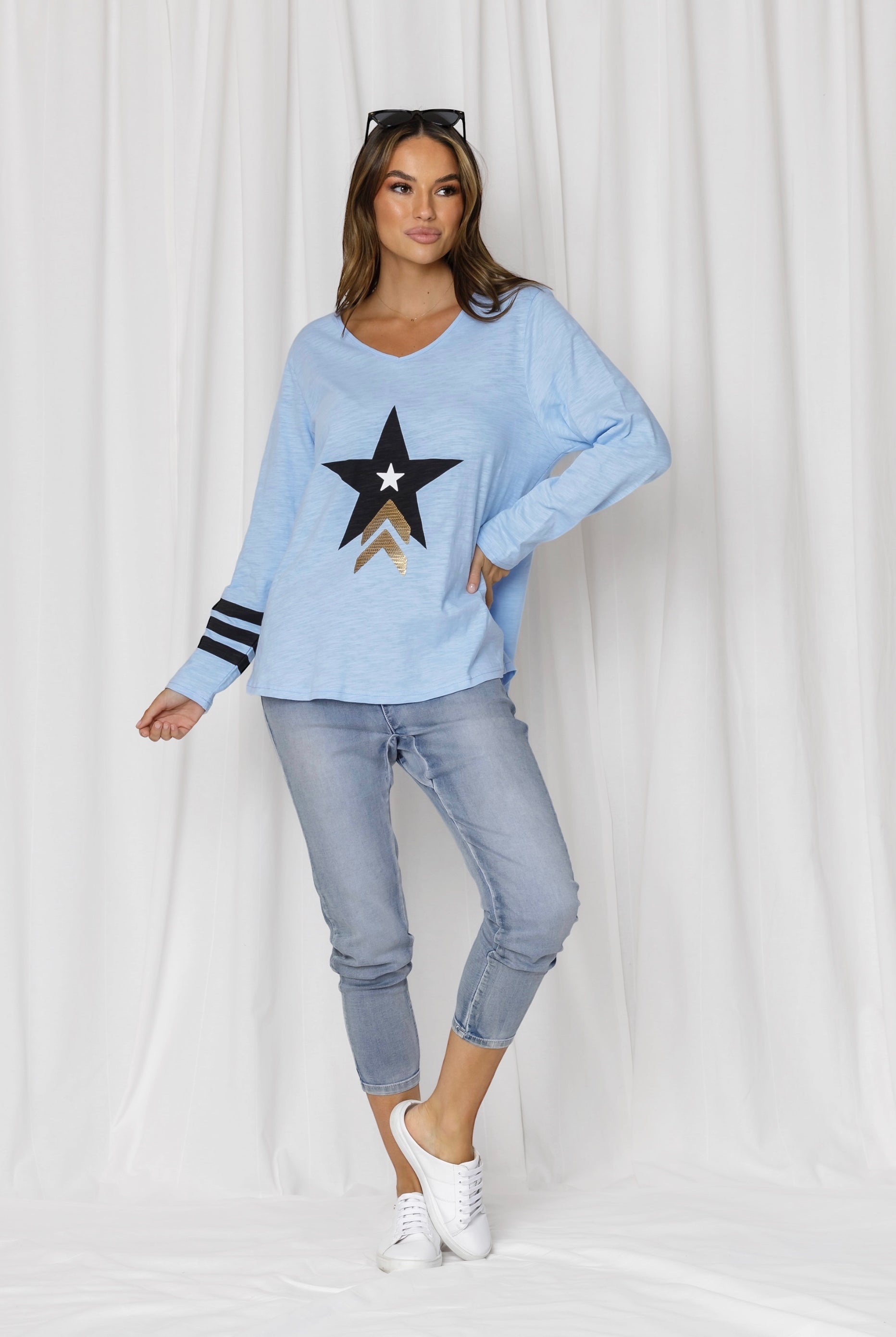 women's long sleeve tee with sequins