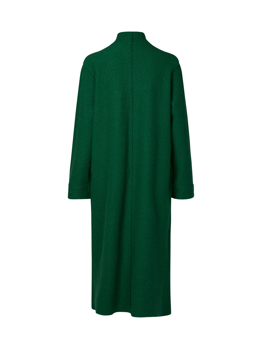 Green coat on a white background back angle