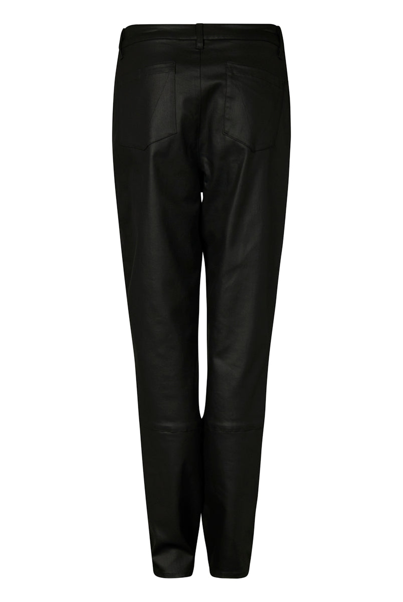 Black leather pants on a white background back angle