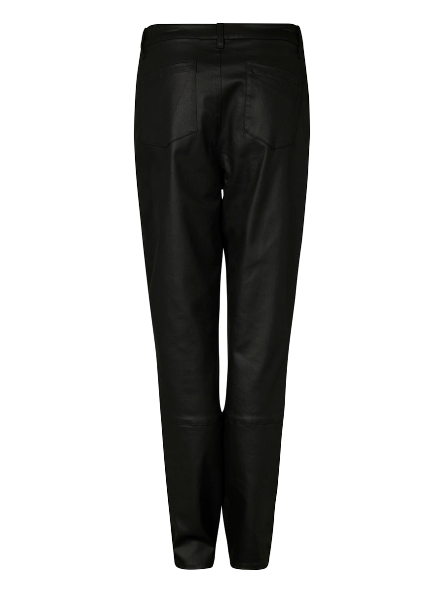 Black leather pants on a white background back angle