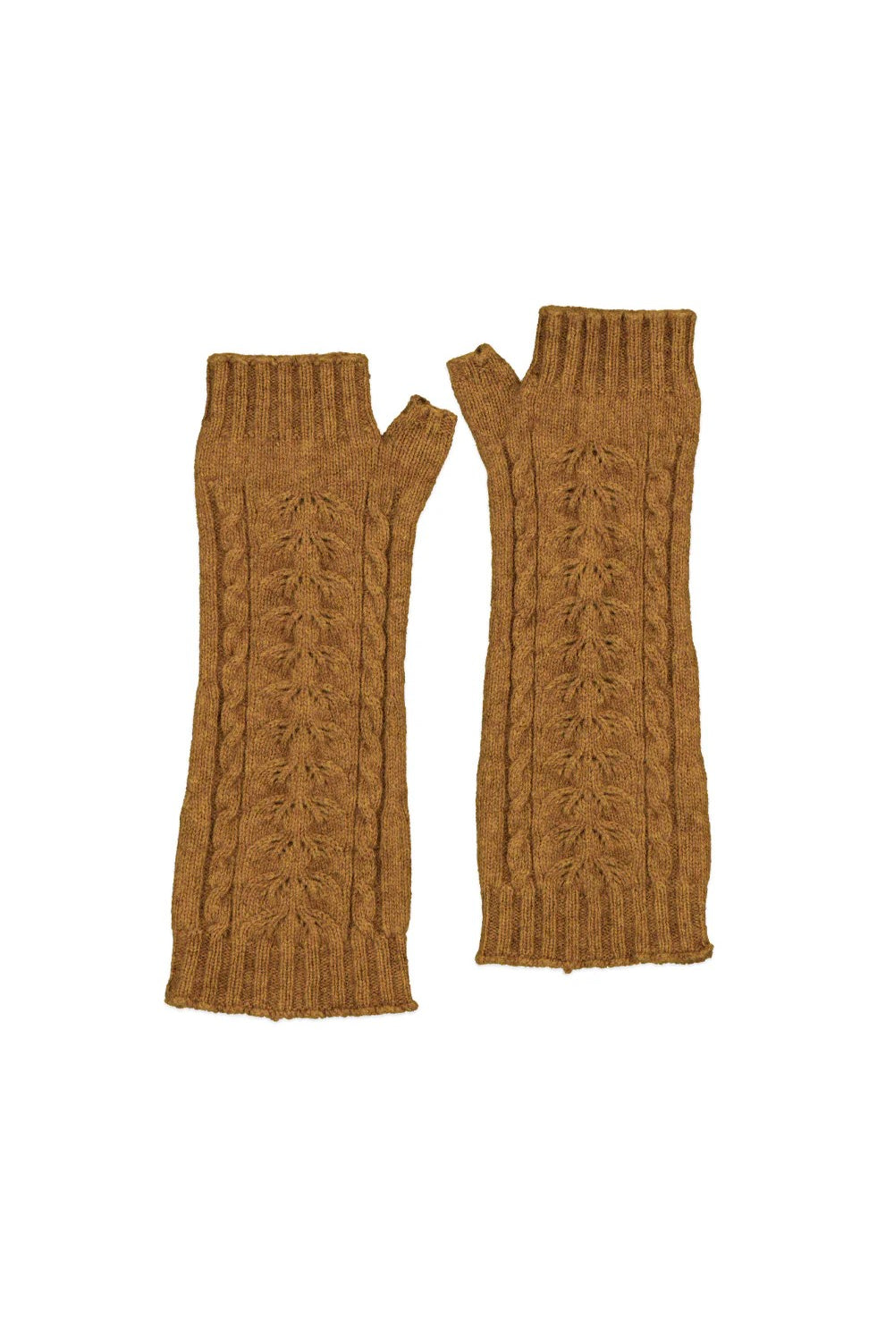 long cable knit glovelet pair in honeycomb