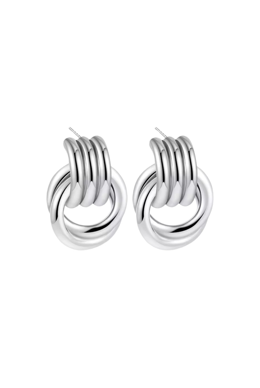 interloop silver earrings clear cut white background