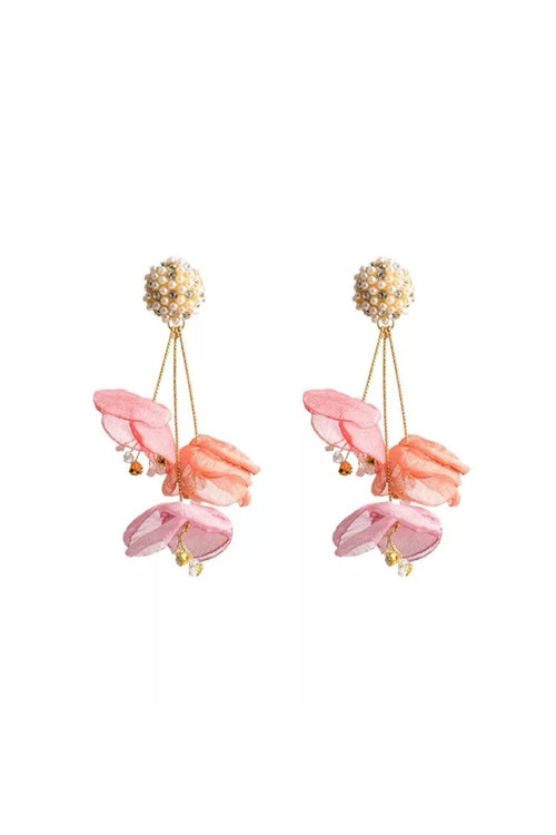 Pink-floral-drop-earrings