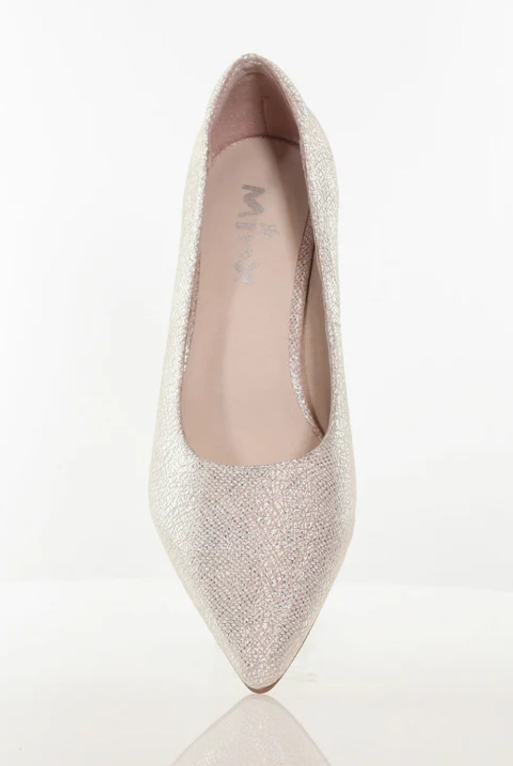 champagne court shoe with clear block heel