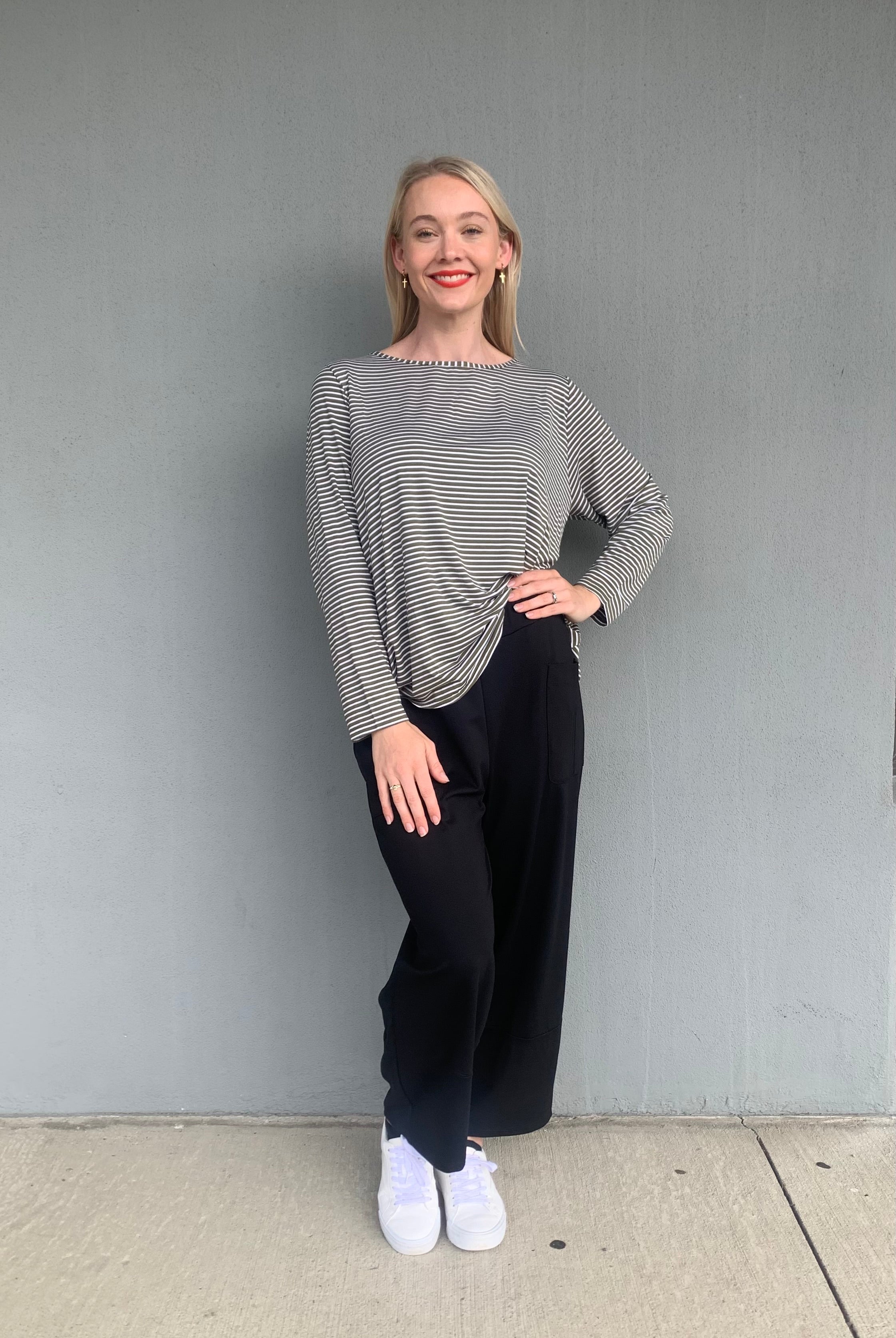 womens black slouch style full length pant