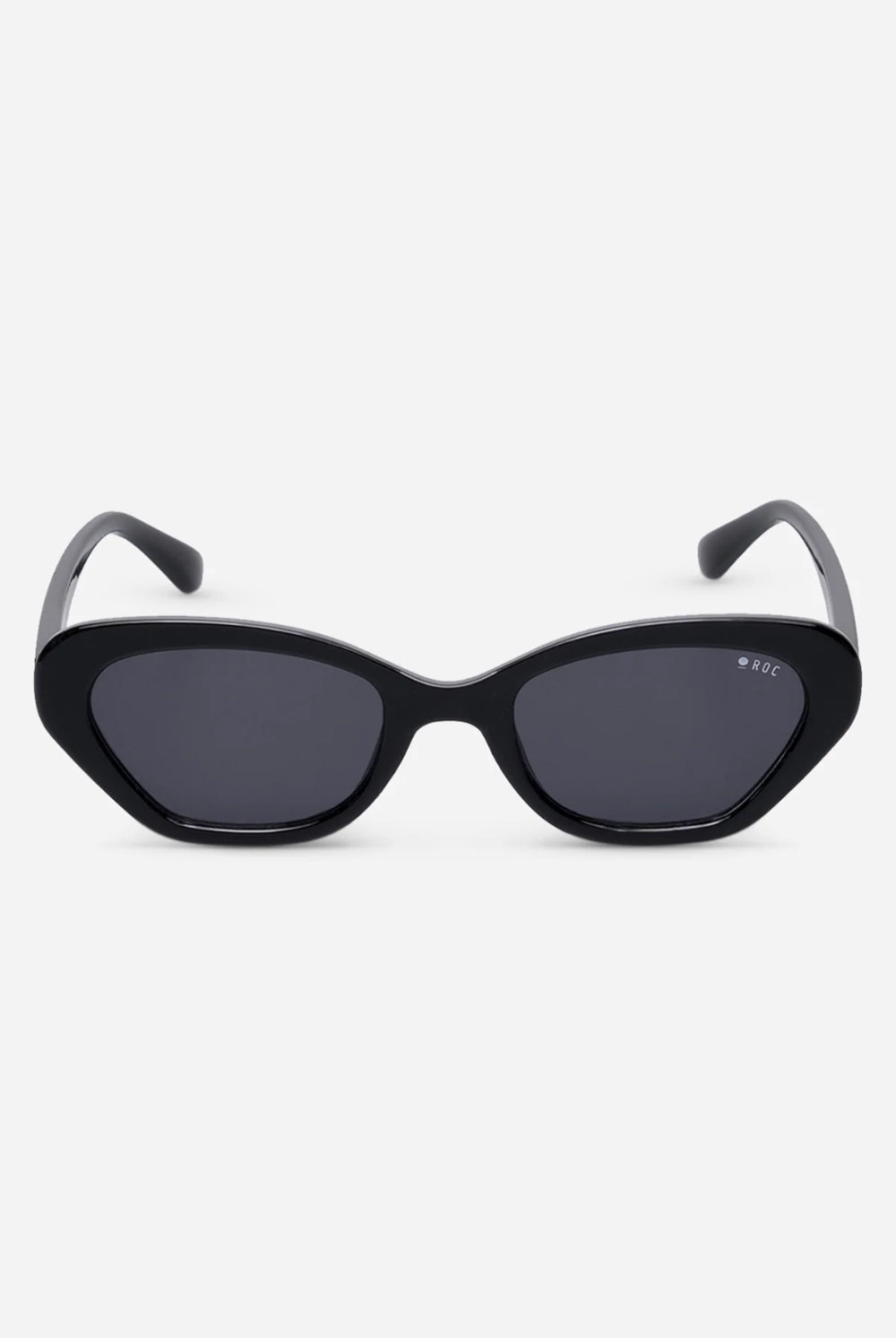 Black cat-eye sunglasses on a white background