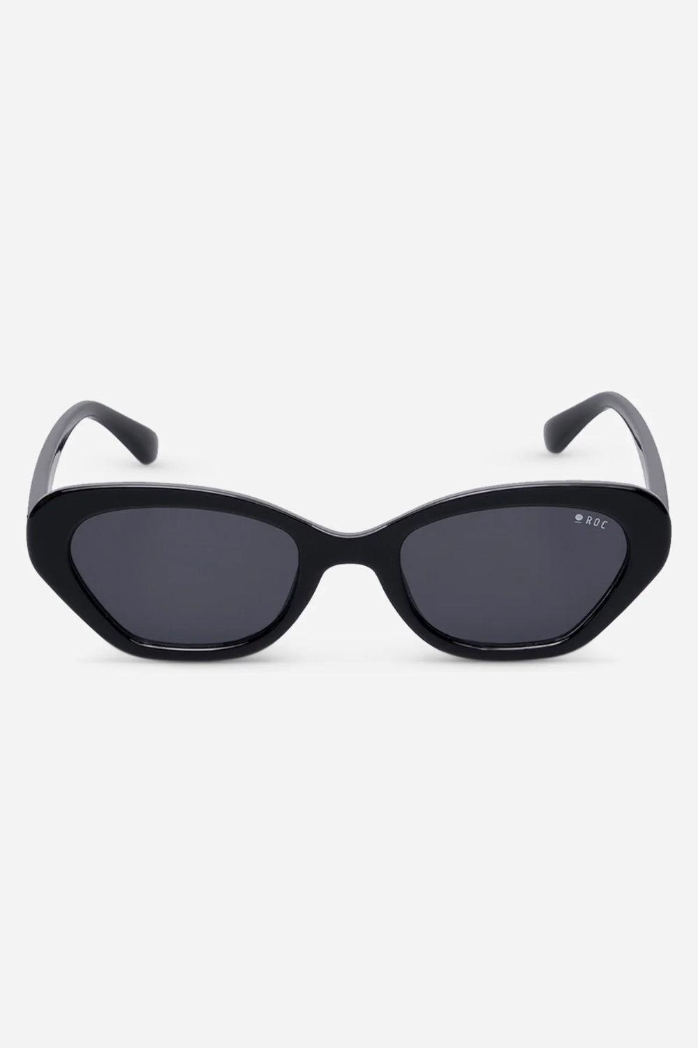 Black cat-eye sunglasses on a white background