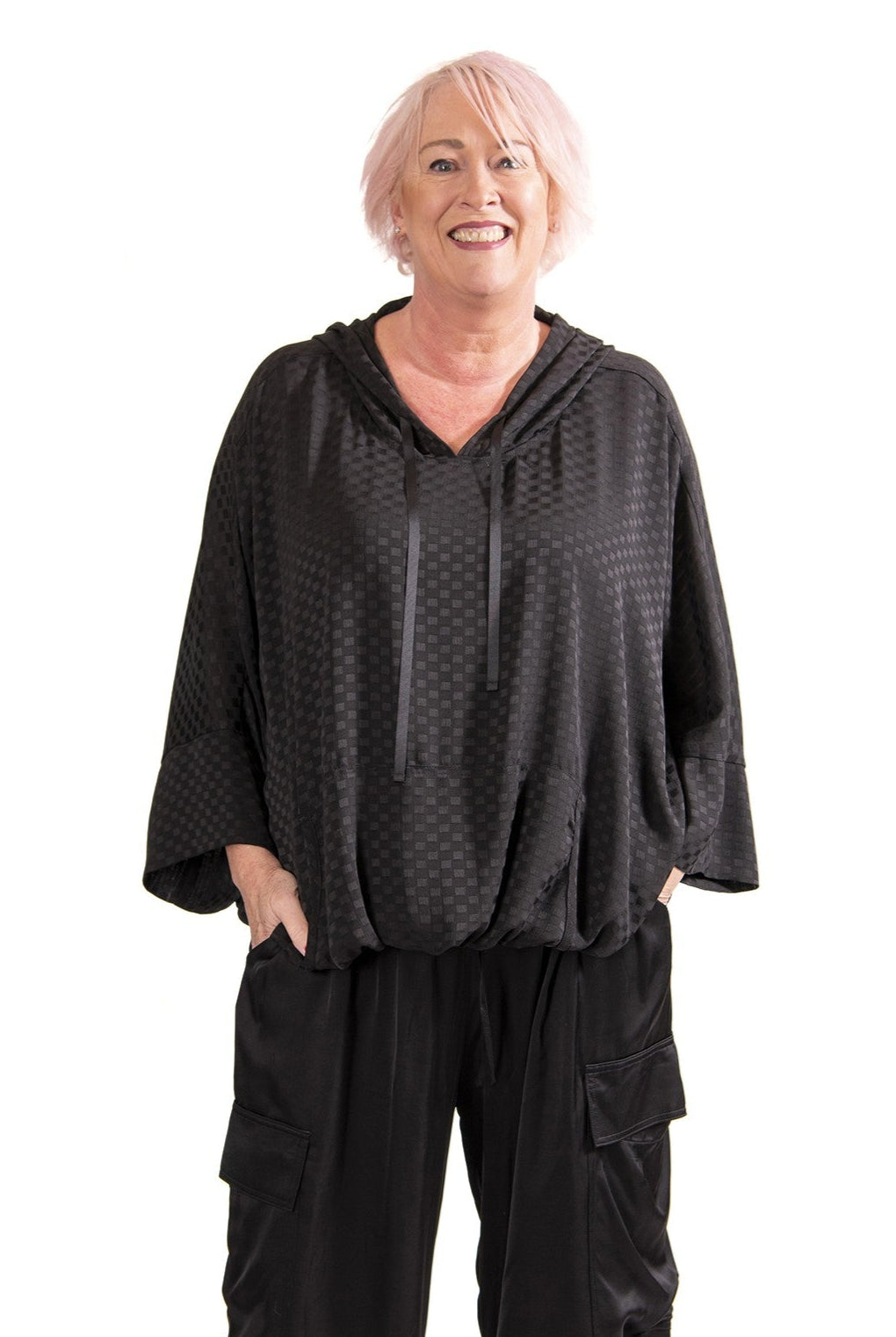 Raven chiffon hood plus size top