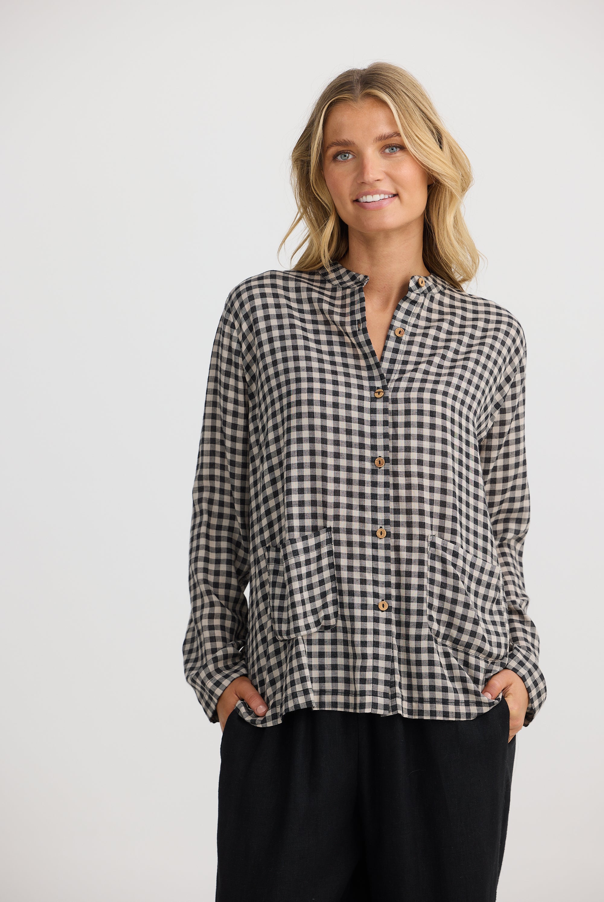 ladie's gingham check shirt