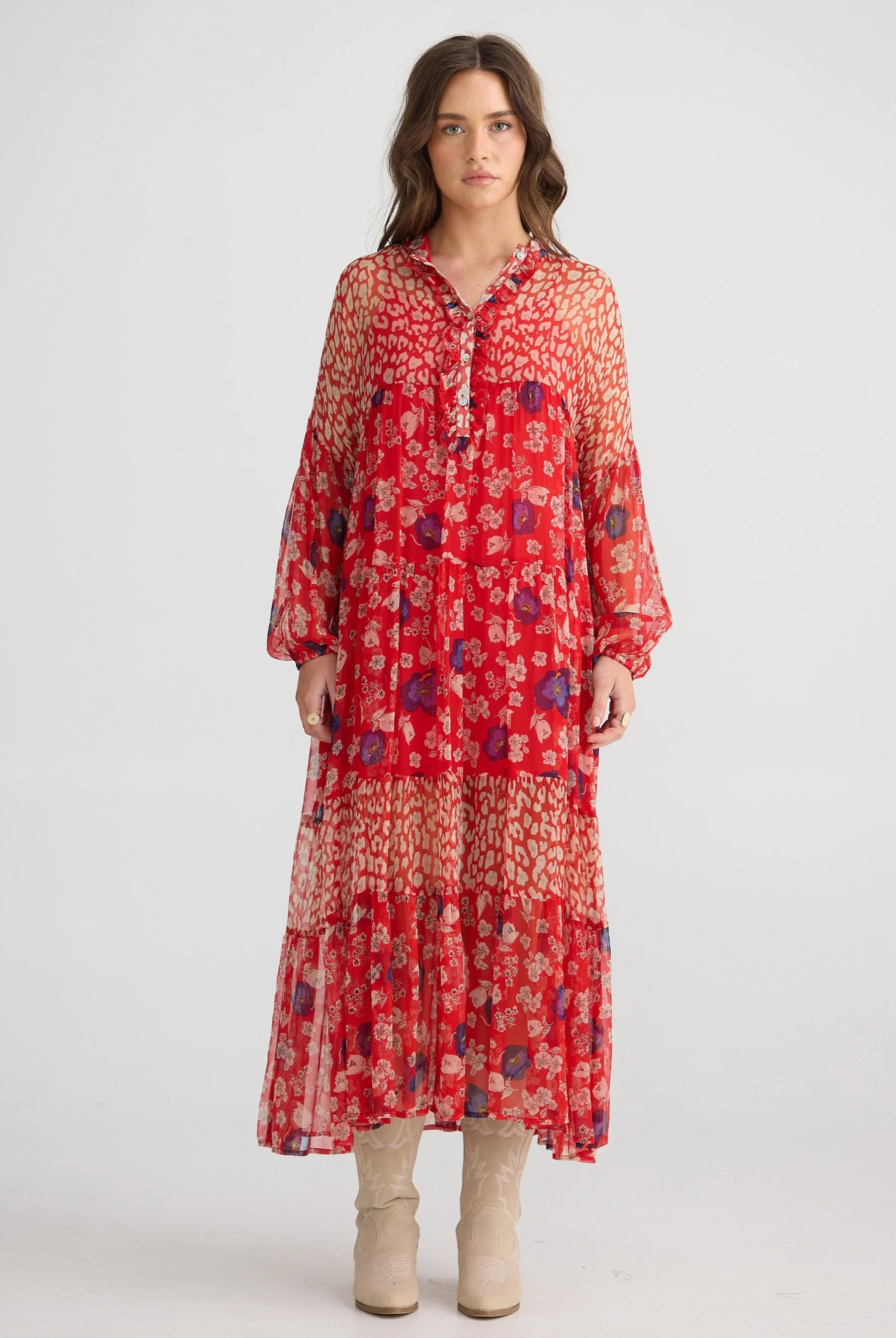 women's red maxi dress