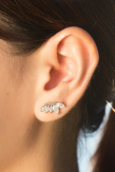 angel wing shape earrings stirling silver stainless steel on ear