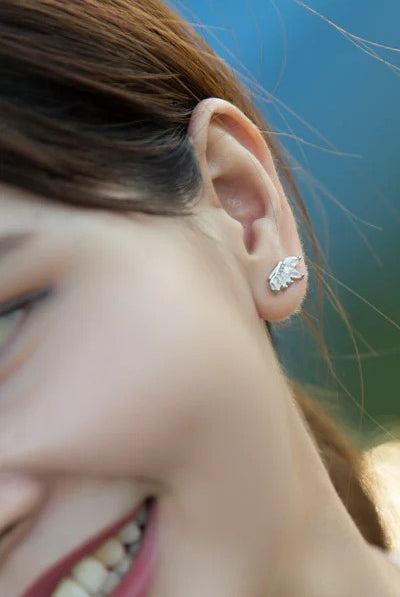 angel wing shape earrings stirling silver stainless steel on ear