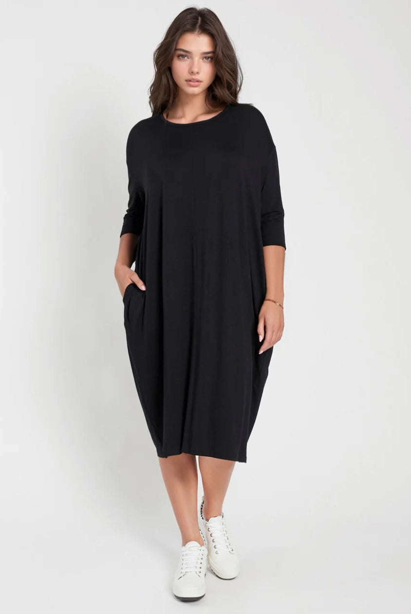 black-midi-cocoon-dress-plus-size-clothing
