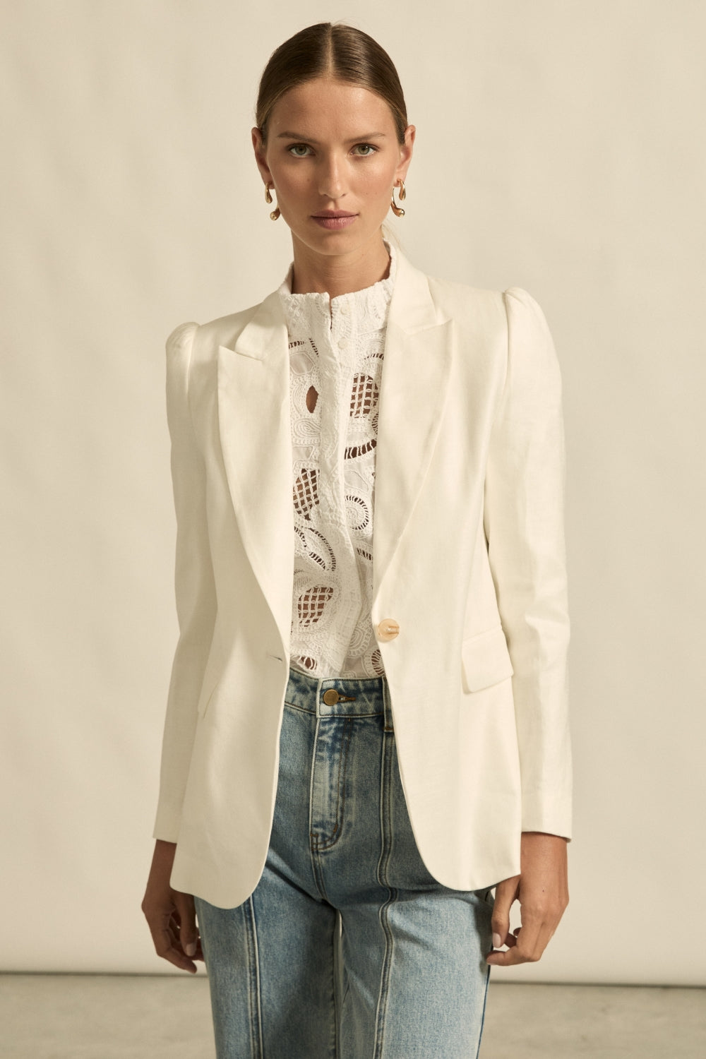 Womens jacket blazer off white worn by model