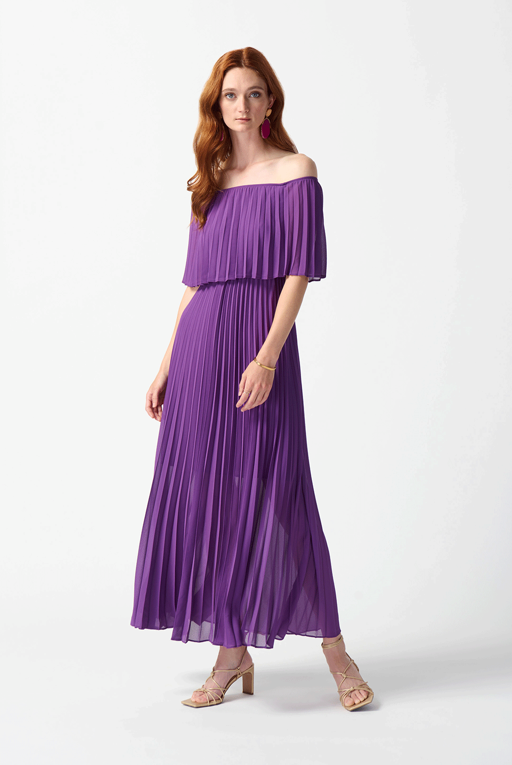 joseph-ribkoff-off-the-shoulder-purple-dress