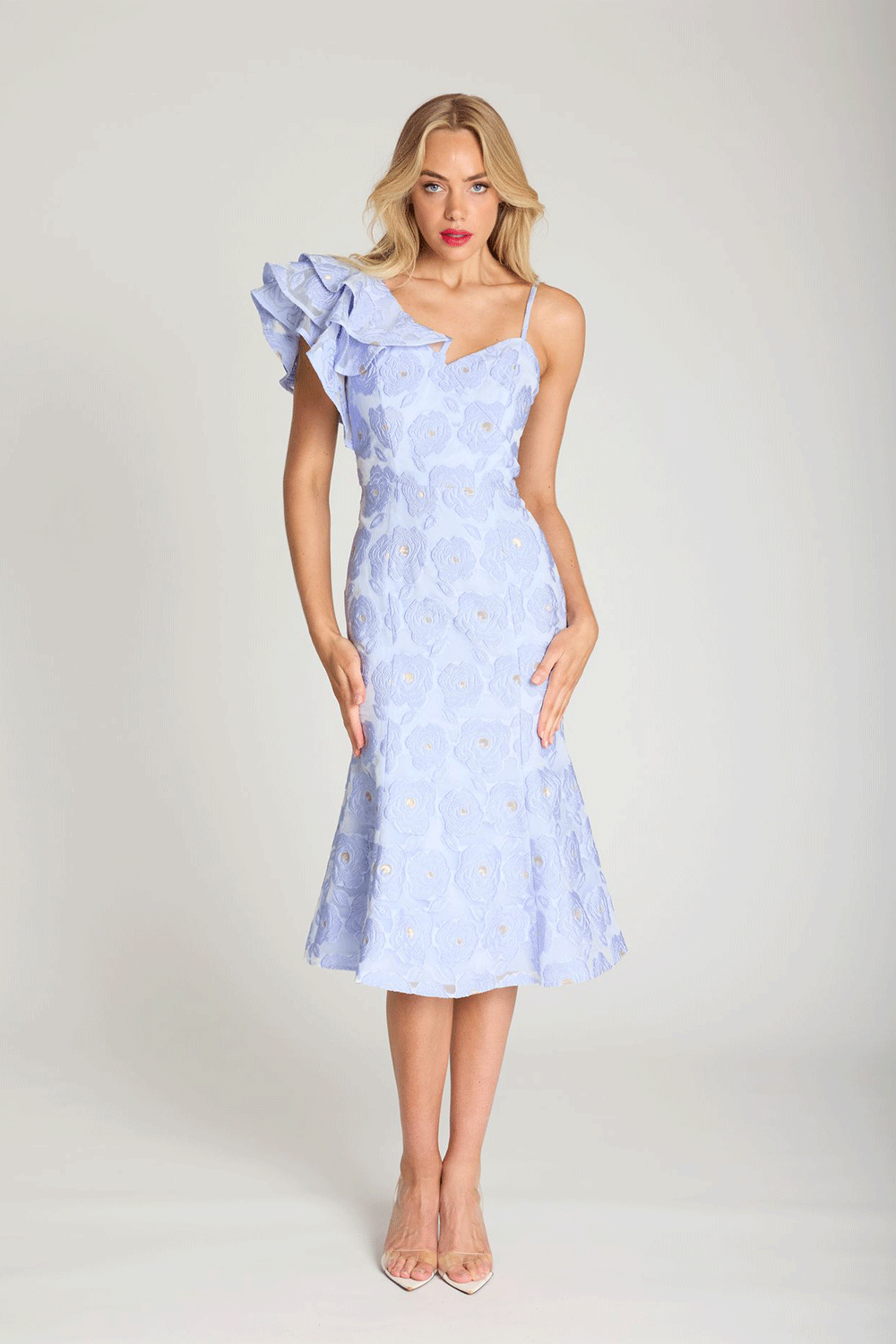 romance-selena-frill-sleeve-dress-one-shoulder-dress