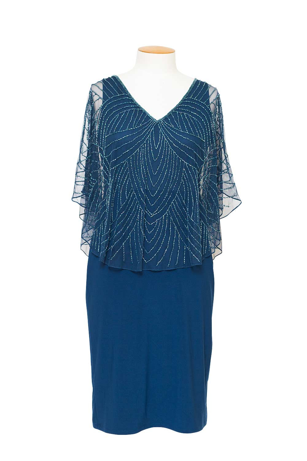 zaliea-jesse-harper-short-jersey-dress-with-beaded-overlay-cape-dark-peacock