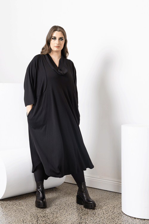 Lala - 1408 Roll Neck Wool Dress