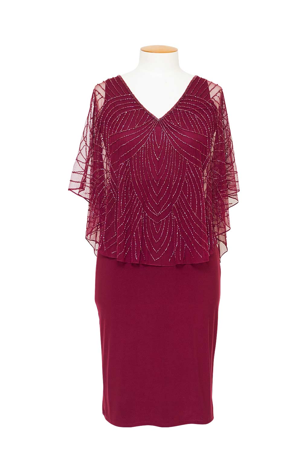 zaliea-jesse-harper-short-jersey-dress-with-beaded-overlay-cape-claret