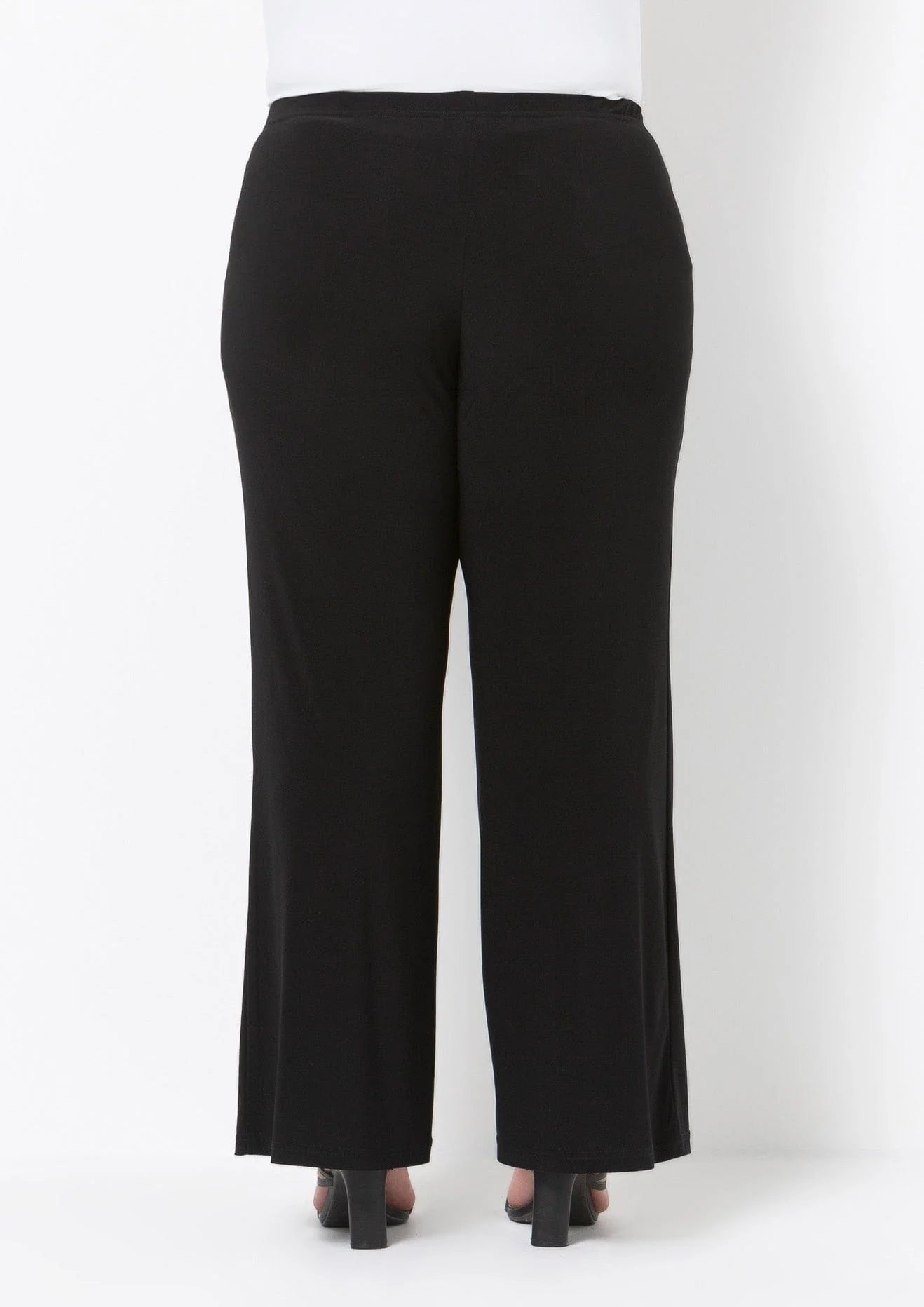 Black wide-leg pants on a white background