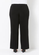 Black wide-leg pants on a white background