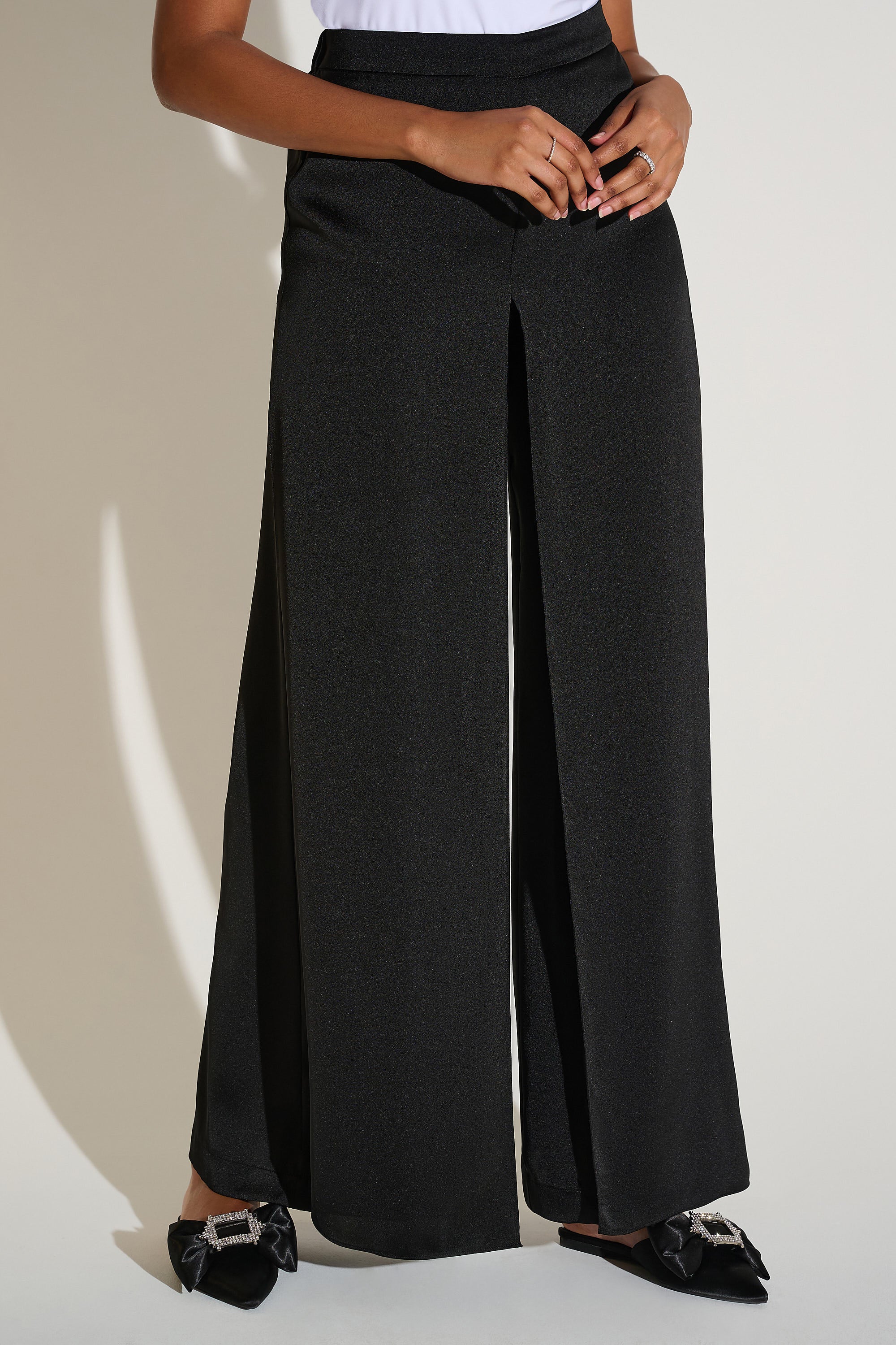 womens satin evening special occasion pants black