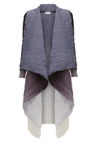 Gradient coat with black, gray, and white colors on a white background