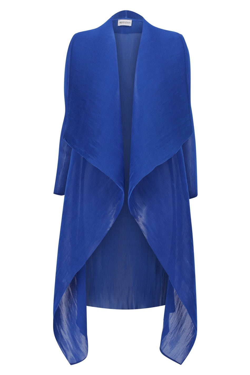 womens pleated waterfall coat royal blue clear cut