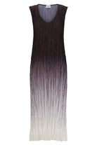 Gradient dress with black to white color transition on a white background