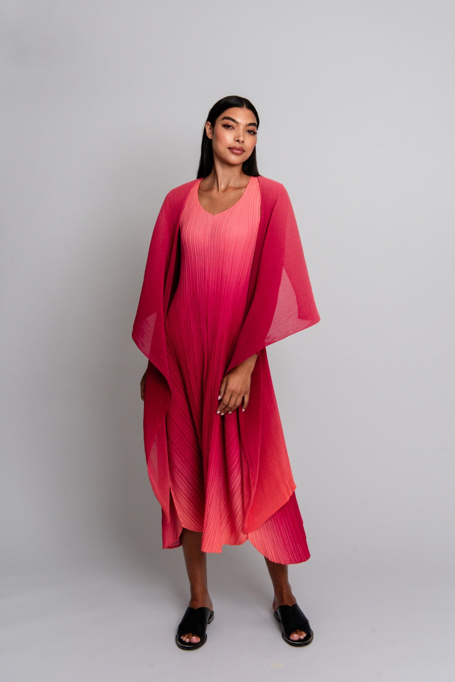 longline-pleat-coat-set-watermelon-plus-size-clothing-wedding-guest