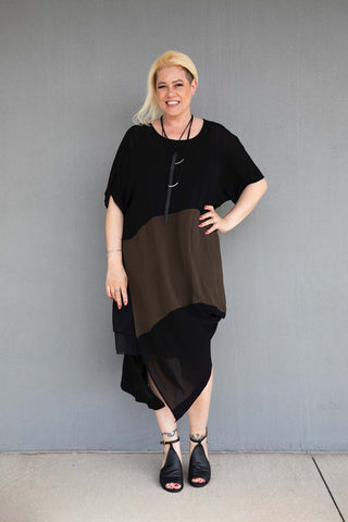 LS Collection - 730-2DY Sandra Velvet Drape Dress
