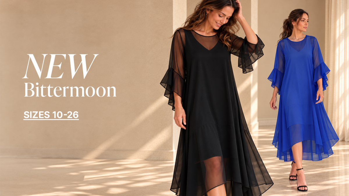 2 ladies modelling Bittermoon Fairy Dresses in Black and Blue 