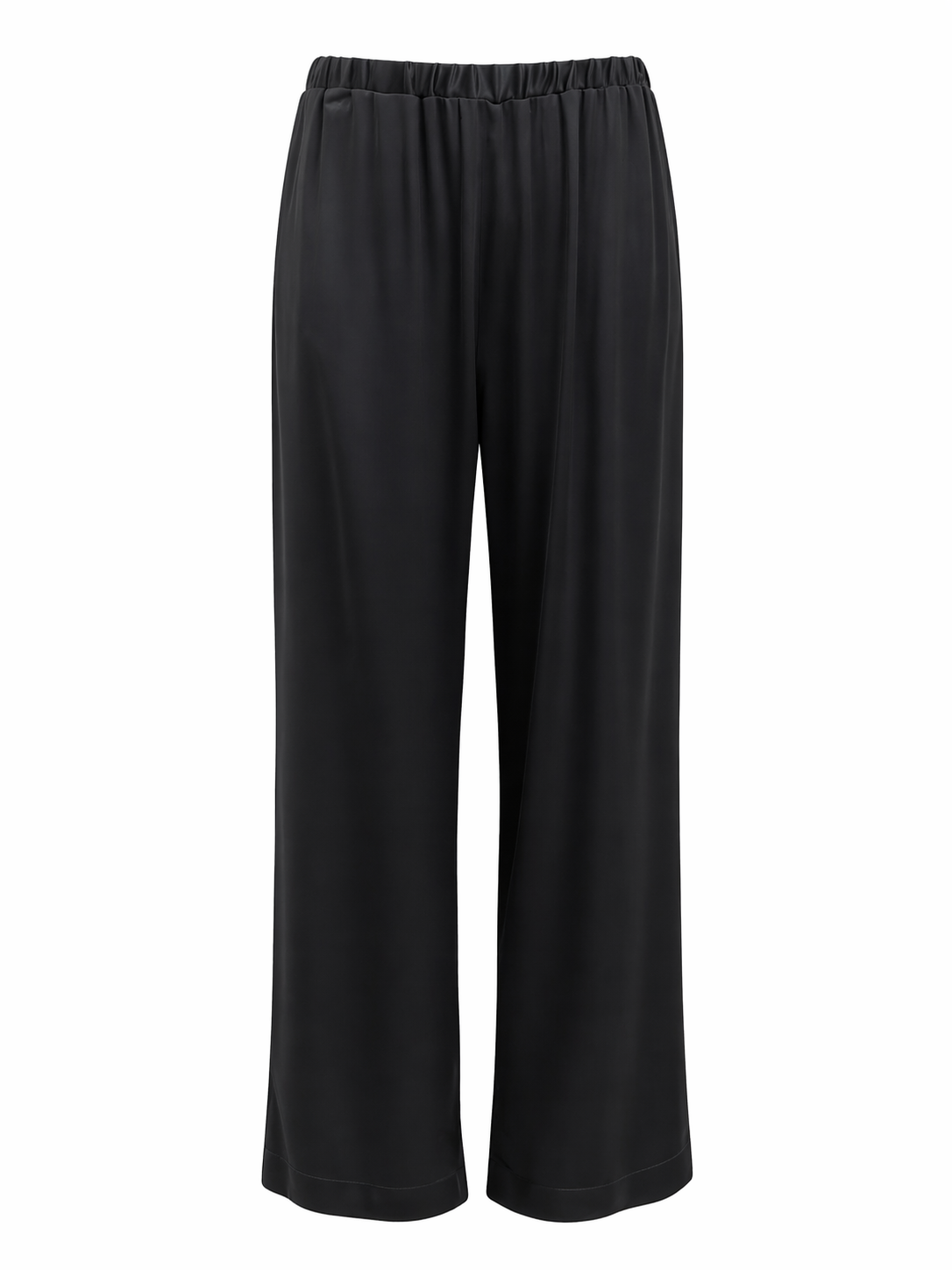 Black wide-leg pants on a white background