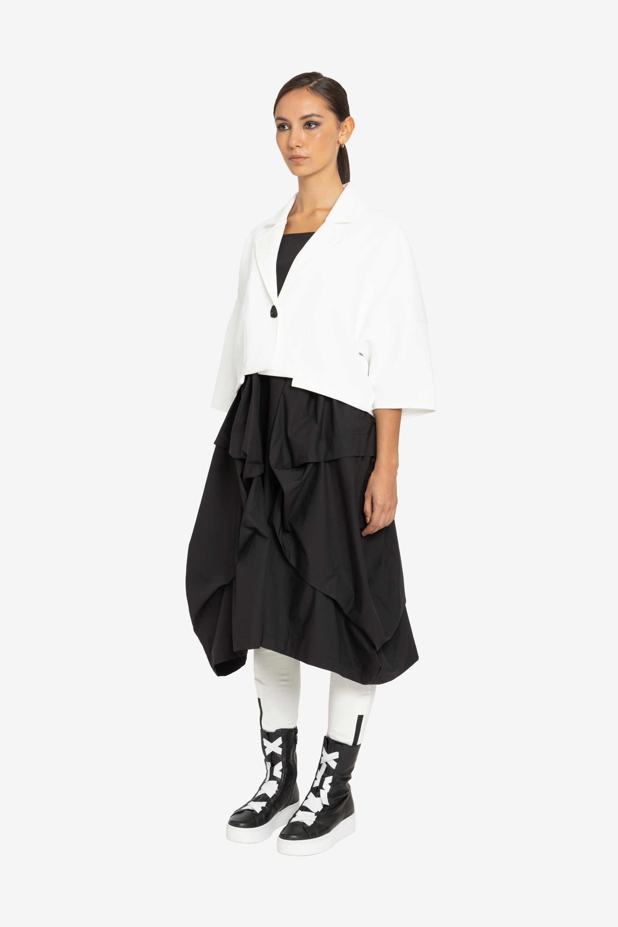 womens cropped structural jacket white