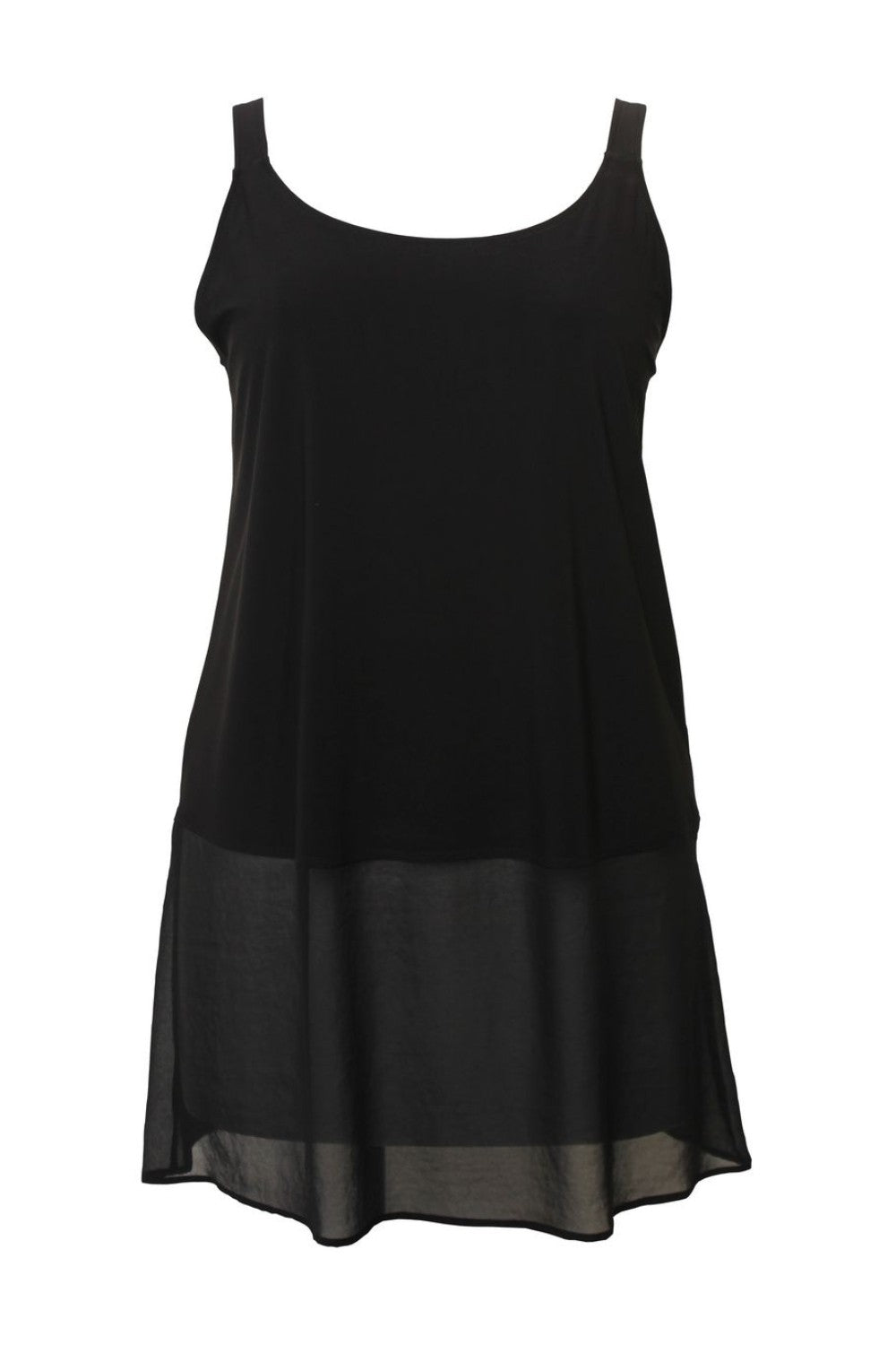 cami with chiffon layer in black white background