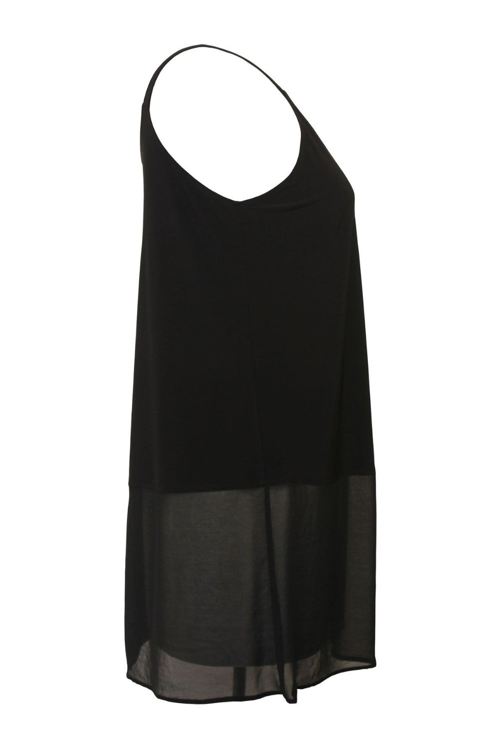cami with chiffon layer in black white background side view
