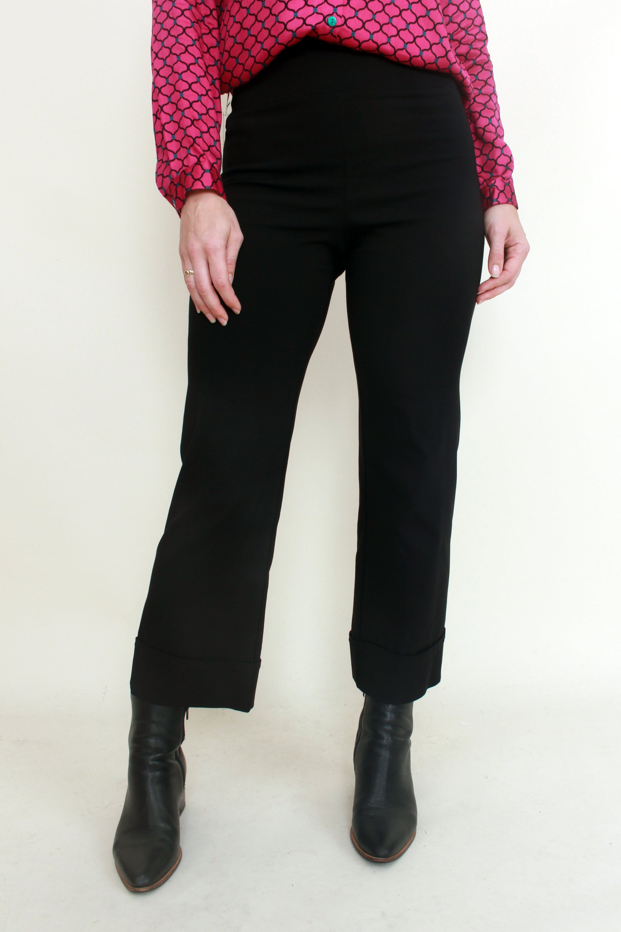 womens cropped slim straight pant black