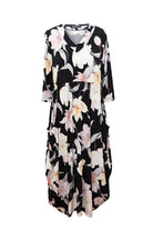 Floral dress with black background on a white background