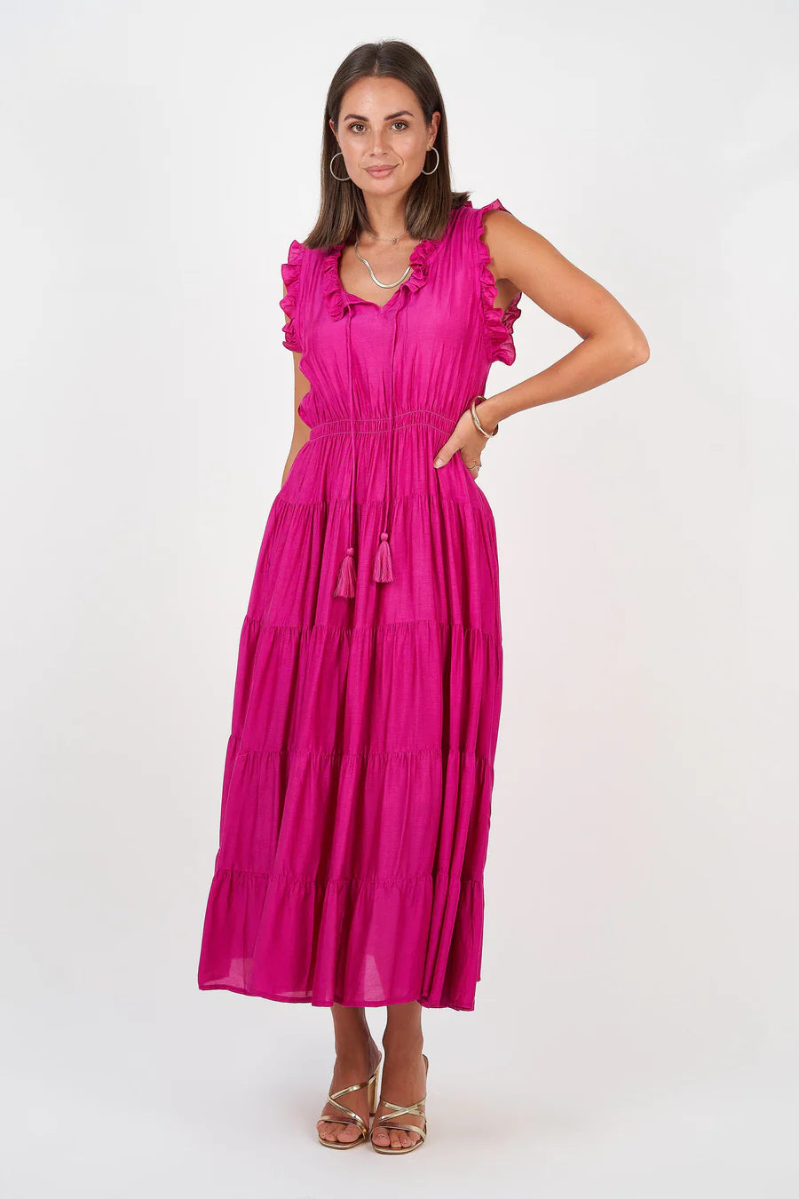 women's plus size pink maxi dress sleeveless