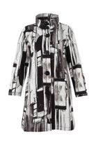 Black and white patterned coat on a white background