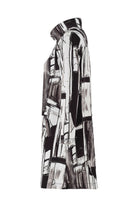 Black and white abstract coat on a white background side angle